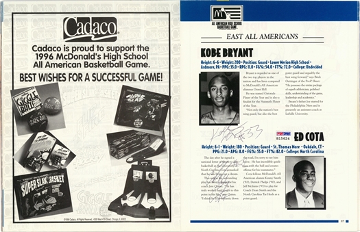 1996 Kobe Bryant Signed McDonalds All American High School Game Program (PSA/DNA)